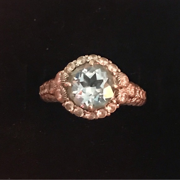 SOLD Beautiful Judith Ripka 925 Sterling Silver Light Blue Topaz CZ Ring Size 8 - Picture 5 of 11